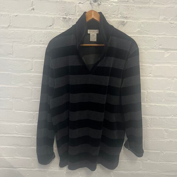 Jones New York Men's Striped Pullover Sweater Long Sleeve Gray Black Size XL - Picture 1 of 4